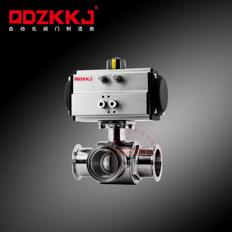 304不銹鋼氣動快裝三通球閥